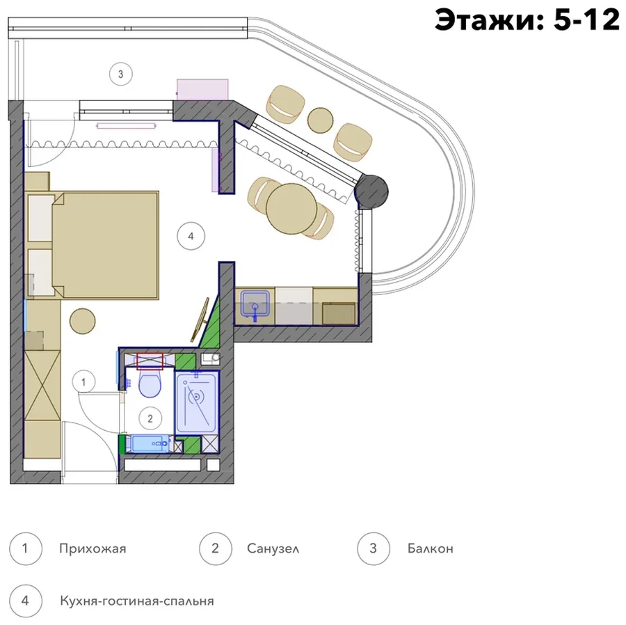 Чертёж планировки Стандарт улучшенный 30 м²