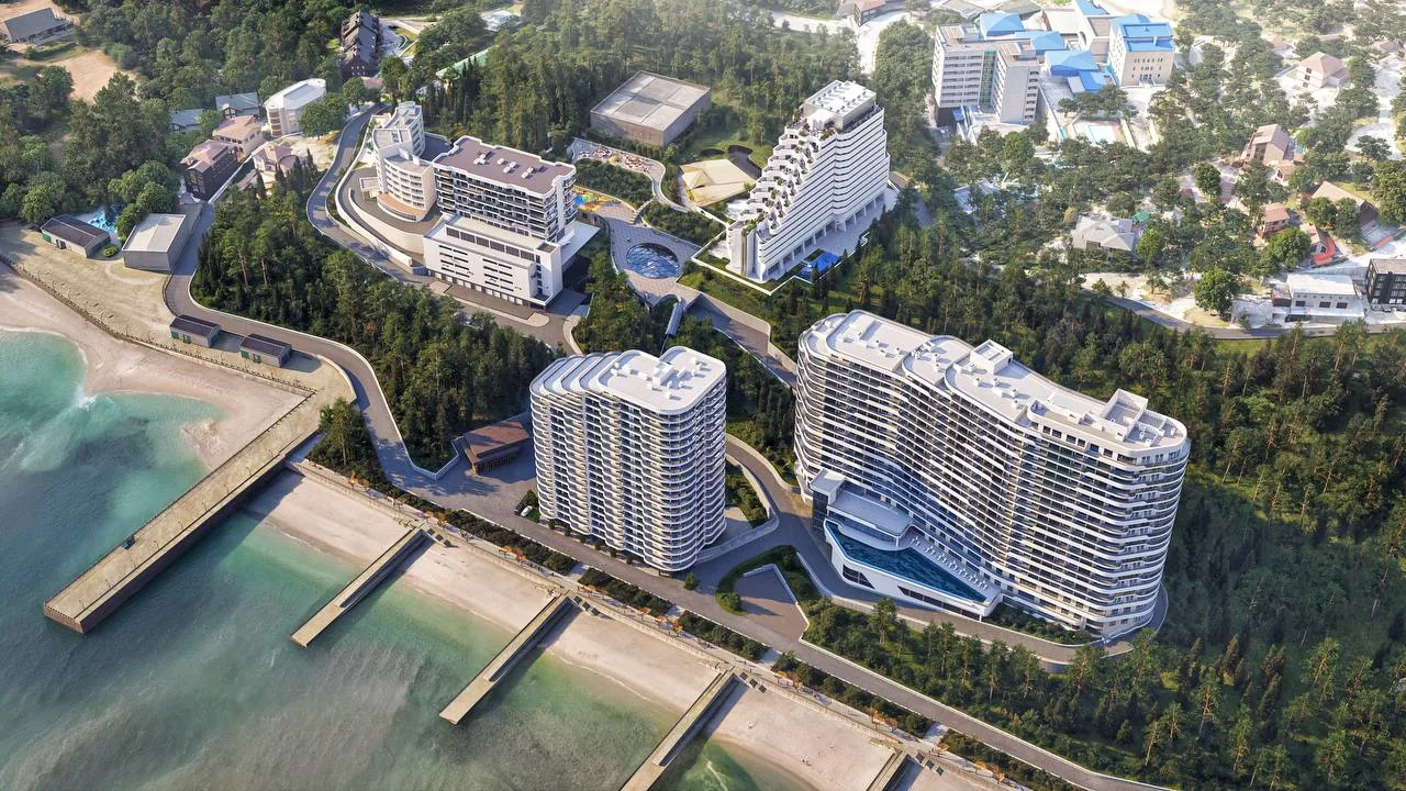 Расположение апарт-отеля «Лайнер» на береговой линии Алушты